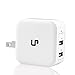 Dual USB Travel Wall Charger，LP compatible with iPad, iPhone, Samsung，Smartphones, External Battery, Bluetooth Speaker, Headset，White