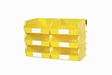 Triton Products 3-235YWS LocBin 8 Piece Wall Storage Unit with 10-7/8 Inch L x 11 Inch W x 5 Inch H Yellow Interlocking Poly Bins, 6 CT, Wall Mount Rails 8-3/4 Inch L with Hardware, 2 pk