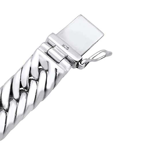 Kuzzoi Buddha 0210560118 Men's Bracelet Solid 925 Sterling Silver Curb Chain 10 mm Wide 43 g