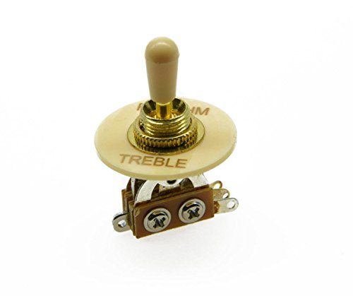 KAISH LP Guitar 3 Way Toggle Switch Gold with Cream Tip and RHYTHM TREBLE Plate for Les Paul
