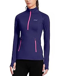 BALEAF Women's Thermal Fleece Half Zip Thumbholes