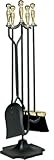 UniFlame 5-Piece F-3189 Fire Set, Polished Brass and Black