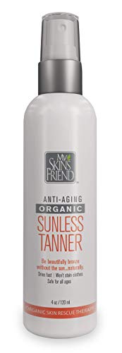 My Skin's Friend  Self Tanner. Organic. Self Tanning Lotion For Face and Body In a Spray. Sunless Tanning Lotion Tans Naturally. Cruelty Free Vegan formula. Natural Self Tanning Spray (Best Self Tanner For Fair Skin 2019)