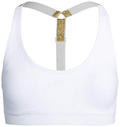 dELiA*s Girls Nylon/Spandex Seamless Sports Bra with Removable Pads (4 Pack) (Small/7-8, Navy/White/Black/Pink)'