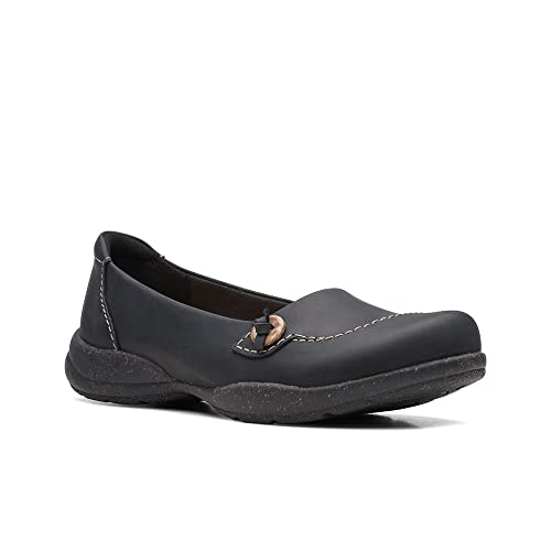 Clarks Women's Roseville Sky Loafer, Black Leather, 7 Medium US