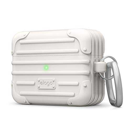 elago Suit Case Compatible with AirPods Pro Case [White] - Premium Silicone, Shock Absorbing Drop Protection, Supports Wireless Charging, Adhesive Tapes Included