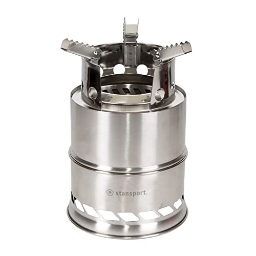Stansport Stainless Steel Wood Burning Stove Small - Portable Camping Backpacki…