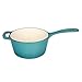 Zelancio 2 Quart Cast Iron Enamel Sauce Pan Pot Covered Sauce Pot (Aqua Blue)