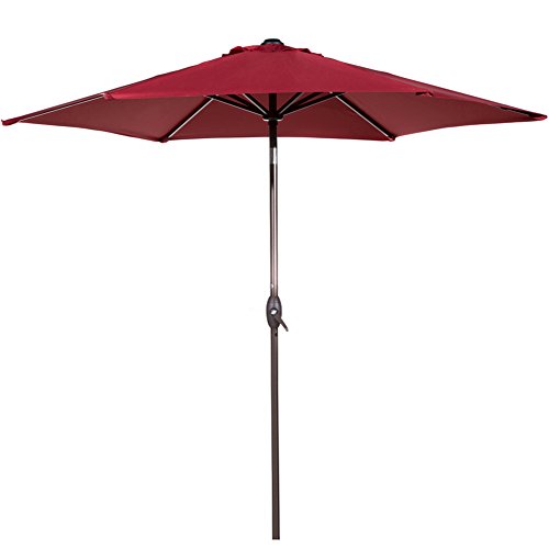 Abba Patio 9 Ft Market Outdoor Aluminum Table Patio Umbrella with Push Button Tilt and Crank, Red