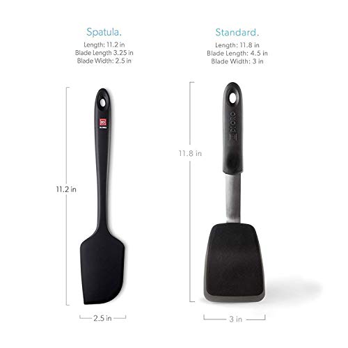DI ORO Gold Premium 2Piece Silicone Kitchen Spatula Set 1 Standard Turner Spatula & 1 Large