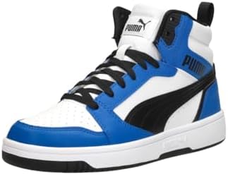 Rebound V6 Mid Jr, Scarpe da ginnastica Unisex - Bambini e ragazzi, Puma White Puma Black Racing Blue, 36 EU