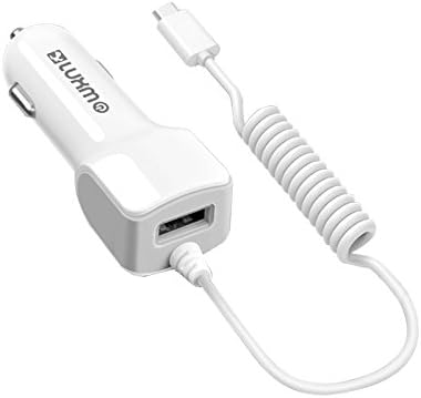 Huawei Mate 10 / Mate 10 Pro Type C Car Charger - 2100 mAh USB Type-C (USB-C) Car Charger with Extra USB Port [8 feet] - (White) and Atom LED for Huawei Mate 10 / Mate 10 Pro