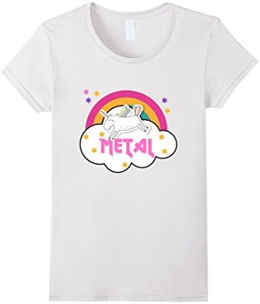 Women's Funny Rainbow Metal T-Shirt Large White