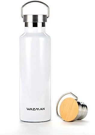 WAZMAN Stainless Steel Vacuum Insulated Sports Water Bottle, Standard Mouth, Double Wall Design, Eco Friendly & BPA Free - For outdoor, Camping, Running, Gym, Cycling- with 2 Exchangeable Caps