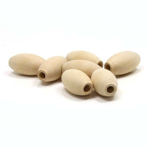 Mylittlewoodshop - Pkg of 6 - Bead Oval - 1 inch long and 9/16 inches tall with 3/16 hole unfinished wood(WW-BE2030-6)