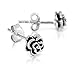 925 Oxidized Sterling Silver Tiny Rose Flower 6 mm Post Stud Earrings