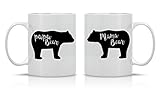 Mama Bear, Papa Bear Couples Mug - Funny Couple Mug - (2) 11OZ Coffee Mug - Funny Mug Set - Mugs For boyfriend and Girlfriend and Husband and wife - By AW Fashions