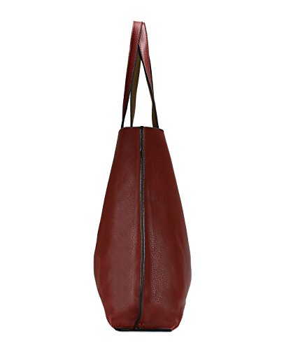 Scarleton Stylish Reversible Tote Bag H18422014 - Burgundy/Khaki