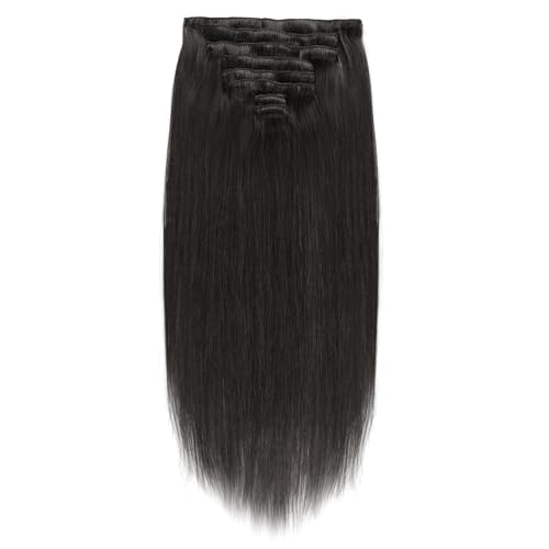 YUNIFFE Clip in Hair Extensions Human Hair 120g 18 Inch 8pcs Natural Black Remy Human Hair Extensions Straight Hair Extensions Clip in Double Weft #1B