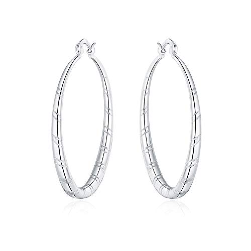 Women Fashion 925 Sterling Solid Silver Ear Stud Hoop Earrings Wedding Jewelry
