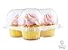 Chefible 4 Cupcake Container - Set of 12 | Four Cavity Plastic Disposable Cupcake Box, High Dome, Extra Sturdy and Stackable!