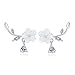 OREOLLE 18k White Gold Plated Plum Flower Earrings - Post Ear Crawler - Cuff Earrings Simulated Diamond Leaf Stud Ear Climber Jackets