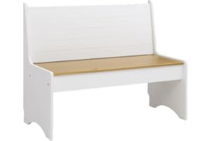 Linon Delk Wood 2 Tone Large Back Rest Bench in Honey and White
