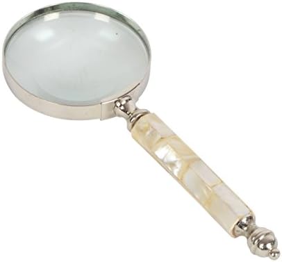 Magnifier,10X Handheld Magnifier Antique Mother oF Pearl Handle Loupe Magnifying Glass Lens with Metal frame for Seniors, Maps, Reading, Inspection, insects and Hobby