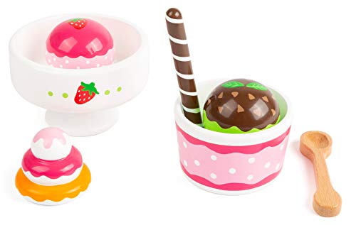 Small Foot 11481 Eiscreme Set Venezia, Zwei Eisbecher aus liebevoll handbemaltem Holz für die Kinderküche Spielzeug… – Bild 3