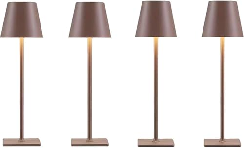 Photo 1 of 4 Pack Brown Cordless Table Lamps-Wireless Rechargeable Lamps Bulk of 4,Waterproof Outdoor Table Lamp for Patio/Restaurant/Dinner Dining Tabletop Lights/Kitchen,Multiple Battery Operated Lamps