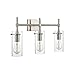 Linea di Liara Effimero Modern Farmhouse Bathroom Vanity Lights Fixtures 3 Lights Over Mirror Brushed Nickel Vanity Lights For Bathroom Light Fixtures Industrial Lighting Clear Glass Covers, UL Listed