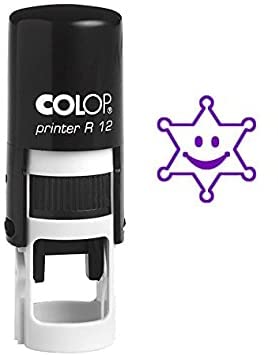 Super Star Self Inking Mini Rubber Stamp Colop Round Decorative Teachers Stamps 12mm