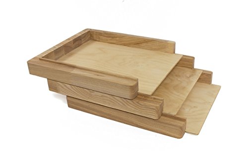 Wooden paper tray - Wooden paper holder - Size 13.5x11.2x1.5" Ash tree solid wood