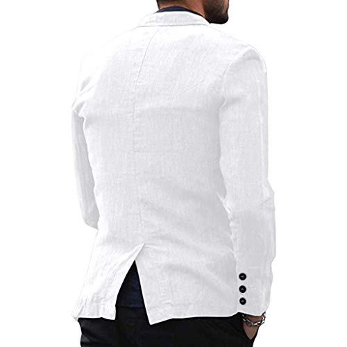 Men Linen Coat, NDGDA Male Slim Fit Cotton Blend Pocket Men's Solid Long Sleeve Thin Suits Blazer Jacket Outwear