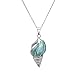 Sterling Silver Natural Larimar Seashell Pendant with 18