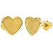 Gold Plated Plain Heart Screw Back Earrings for Babies, Infants, and Toddlers - Plain Love Heart Screw Back Girls Earrings - Lightweight Jewelry for Kids