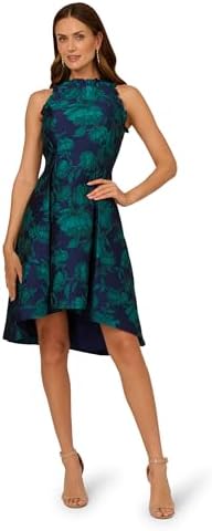 Amazon.com: Adrianna Papell Printed Jacquard Ruffle Trim Hi Low