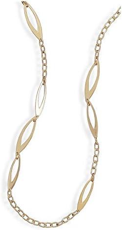 Womens Gold Plated Oval and Marquis Link Necklace