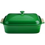 Le Creuset Stoneware 4-1/2-Quart Rectangular Casserole with Lid, Fennel
