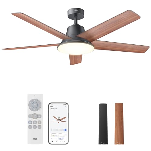 DREO 52" Smart Ceiling Fan LED Light with Adjustable Shades and Dimmable, 12 Speed, 3 Modes, 12h Timer, Silent DC Motor, with Remote Control/APP/Alexa