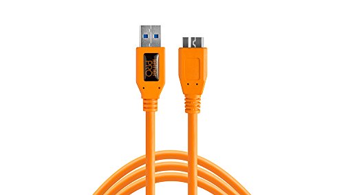 TetherPro USB 3.0 SuperSpeed Micro-B Cable, 15 feet, High-Visibility Orange