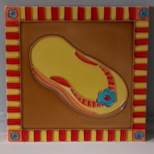 Amazon Com Flip Flop Decorative Ceramic Wall Art Tile 4x4 Home