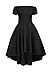 Sidefeel Women Off Shoulder Short Sleeve High Low Skater Dress Small Black