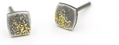 Cushion Sterling Silver 18 Karat Fused Gold Stud Post Earrings