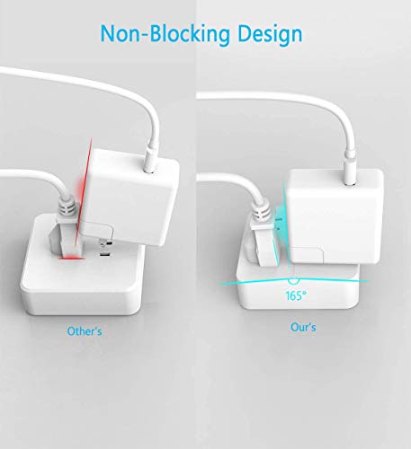 Power Strip with USB, TESSAN 5 Feet Small Extension Cord with 2 USB Ports and 3 Outlets, Portable Desktop USB Charging Station, Mini Outlet Strip for Dorm Room Home and Office