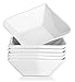DOWAN 14 Ounce Porcelain Square Bowls for Cereal, Dessert, Set of 6, White