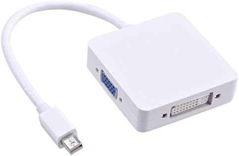 LaoDa 3-in-1 Mini DisplayPort (Thunderbolt 2 Port) to HDMI DVI VGA Adapter Video Converter for Macbook Air Surface Pro 3/4 - White