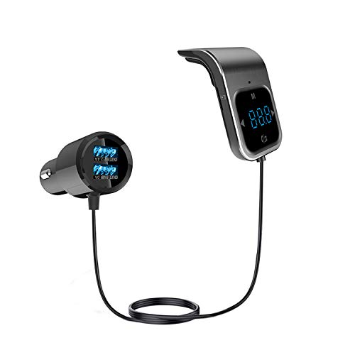 VOGEK Bluetooth FM Transmitter for Car, Air Vent Wireless Bluetooth 4.2 FM Radio Transmitter Adapter Car Kit with Handsfree Calling and Dual USB Car Charging Port for Mobile Audio Devices