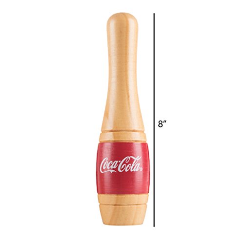 Officially Licensed Coca Cola Logo Wooden Lawn Bowling Set with Ten 8 Inch Pins and 2 Balls - Includes Bonus Carrying Bag!