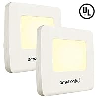 Plug in LED Night Light, Dusk to Dawn Sensor, Emotionlite Nightlights for Bedroom Hallway Kitchen Stairways Corridor Bathroom,Warm White, Ultra Slim, 2 Pack, UL Listed